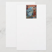 Art Nouveau Lady met Peacock Briefpapier (Voorkant / Achterkant)