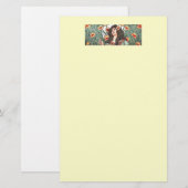 Art Nouveau Lady met Poppy Flowers Briefpapier (Voorkant / Achterkant)