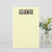 Art Nouveau Lady met Poppy Flowers Briefpapier (Staand voorkant)