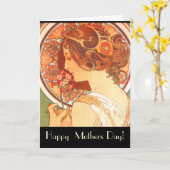 Art Nouveau Lady Mothers Day Card Kaart (Gele Bloem)