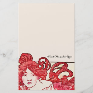 Art Nouveau Lady Mucha Mode Stationery Briefpapier