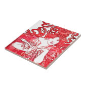 Art Nouveau Lady Mucha Red Hair Bike Tile Tegeltje (Zijkant)