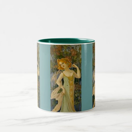 Art Nouveau Lady Tweekleurige Koffiemok (Center)