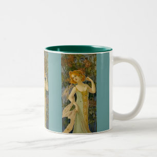 Art Nouveau Lady Tweekleurige Koffiemok