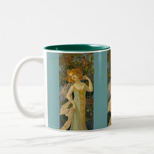 Art Nouveau Lady Tweekleurige Koffiemok (Links)