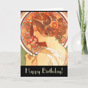 Art Nouveau Lady Verjaardag Kaart