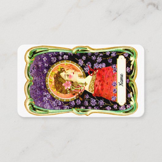 Art Nouveau Lady Visitekaartje (Voorkant)