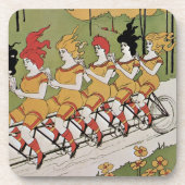  Art Nouveau, lagers Tandem Fiets Bier Onderzetter (Voorkant)