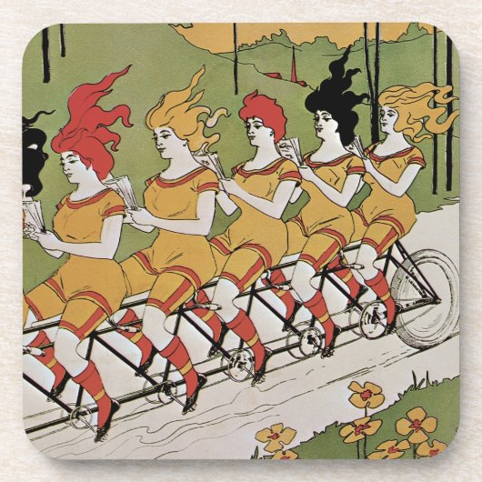  Art Nouveau, lagers Tandem Fiets Bier Onderzetter (Voorkant)