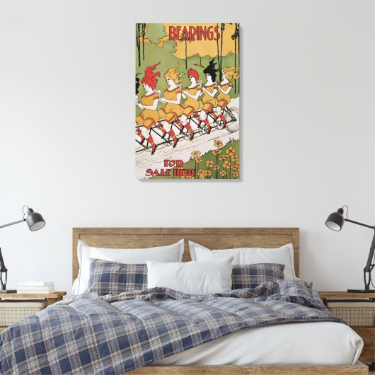 Art Nouveau, lagers Tandem Fiets Canvas Afdruk (Insitu (Slaapkamer))