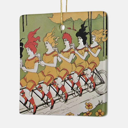  Art Nouveau, lagers Tandem Fiets Keramisch Ornament (Links)