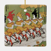  Art Nouveau, lagers Tandem Fiets Keramisch Ornament (Achterkant)