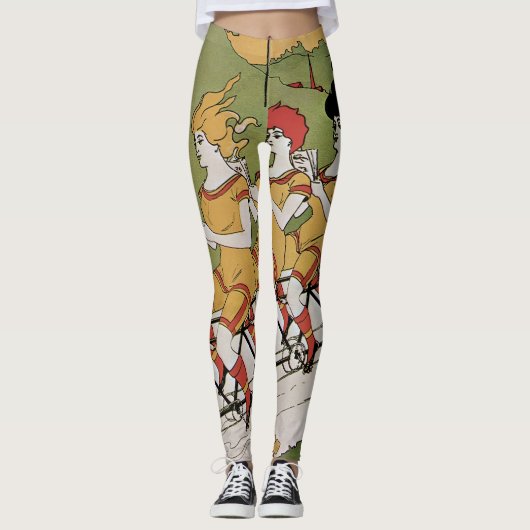  Art Nouveau, lagers Tandem Fiets Leggings (Voorkant)