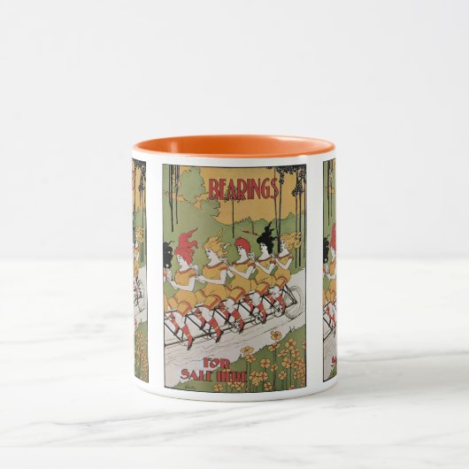 Art Nouveau, lagers Tandem Fiets Mok (Midden)