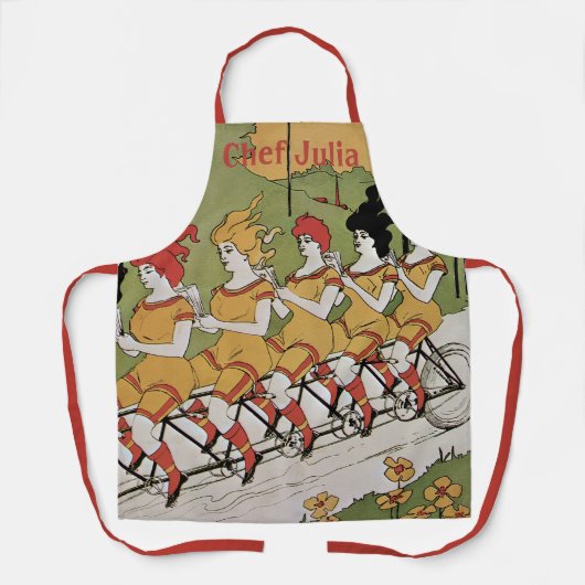  Art Nouveau, lagers Tandem Fiets Schort (Voorkant)