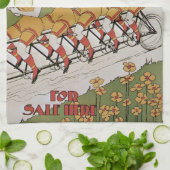 Art Nouveau, lagers Tandem Fiets Theedoek (Gevouwen)