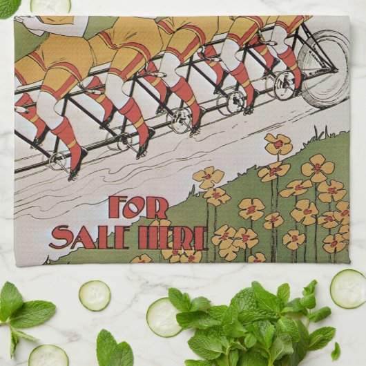  Art Nouveau, lagers Tandem Fiets Theedoek (Gevouwen)