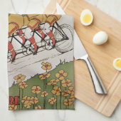 Art Nouveau, lagers Tandem Fiets Theedoek (Quarter Fold)