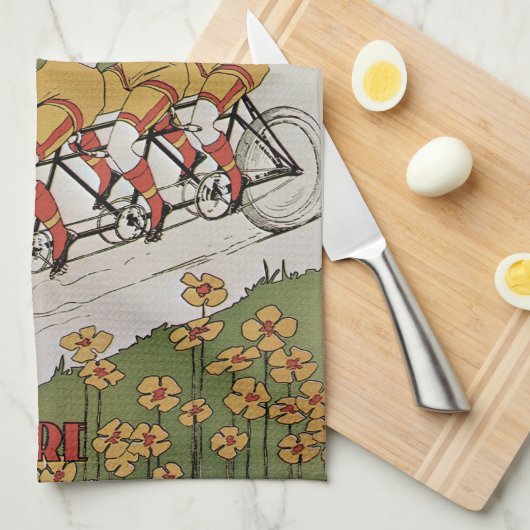  Art Nouveau, lagers Tandem Fiets Theedoek (Quarter Fold)