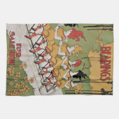 Art Nouveau, lagers Tandem Fiets Theedoek (Horizontaal)