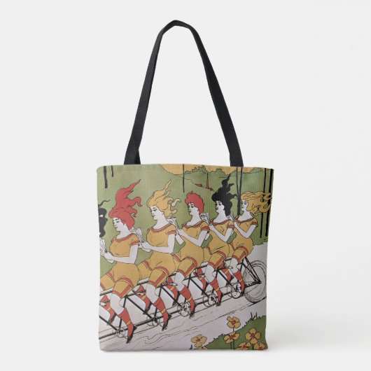  Art Nouveau, lagers Tandem Fiets Tote Bag (Achterkant)