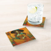 Art Nouveau Lammas Glazen Onderzetter (Schuin)