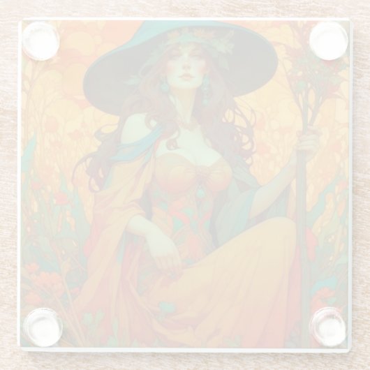 Art Nouveau Lammas Glazen Onderzetter (Achterkant)