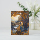 Art Nouveau Landscape Woman Briefkaart (Staand voorkant)