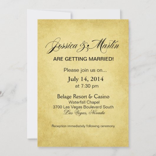 Art Nouveau Las Vegas Huwelijk | goud zwart Kaart (Achterkant)