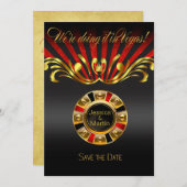 Art Nouveau Las Vegas Save the Date | goud rood Kaart (Voorkant / Achterkant)