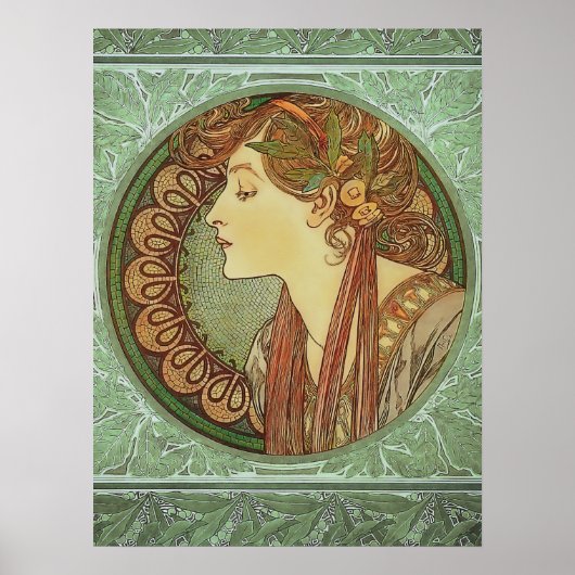 Art Nouveau Laurel door Alphonse Mucha Poster (Voorkant)
