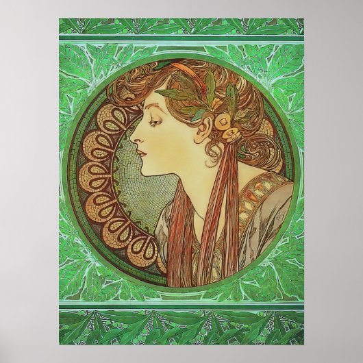 Art Nouveau Laurel door Alphonse Mucha Poster (Voorkant)