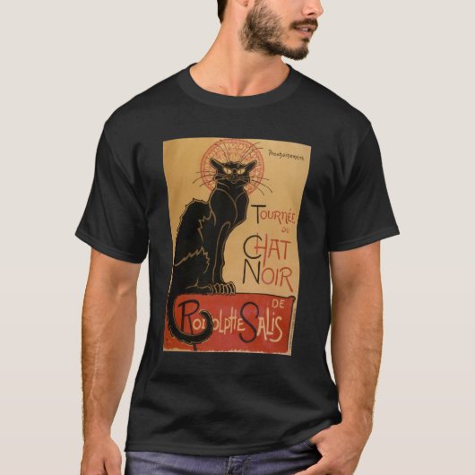  Art Nouveau Le Chat Noir Black Cat T-shirt (Voorkant)