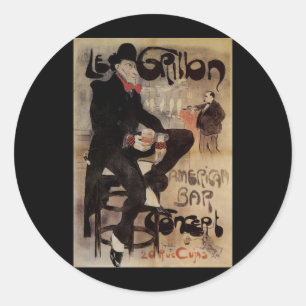 Art Nouveau Le Grillon uit het verleden, Man die b Ronde Sticker