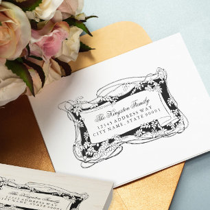 Art Nouveau Leafy-wijnstokken Adres Etiket Rubberstempel