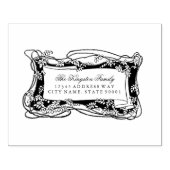 Art Nouveau Leafy-wijnstokken Adres Etiket Rubberstempel (Afrduk)