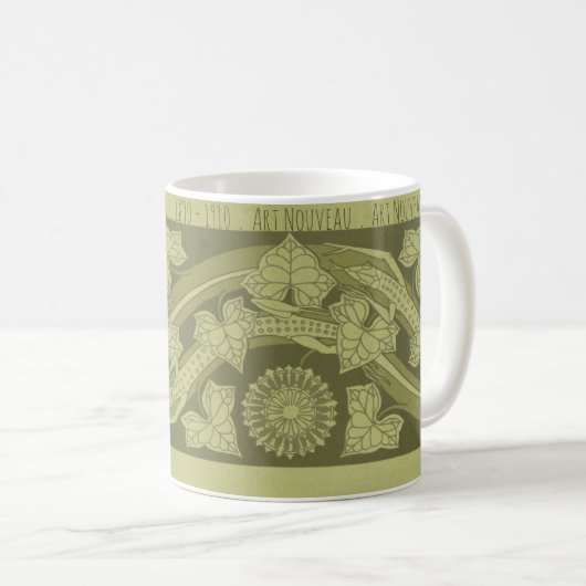 Art Nouveau Leaves & Lizards Koffie-Mok Koffiemok (Voorkant rechts)