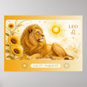 Art Nouveau Leeuw Zodiac Wandkunst Poster