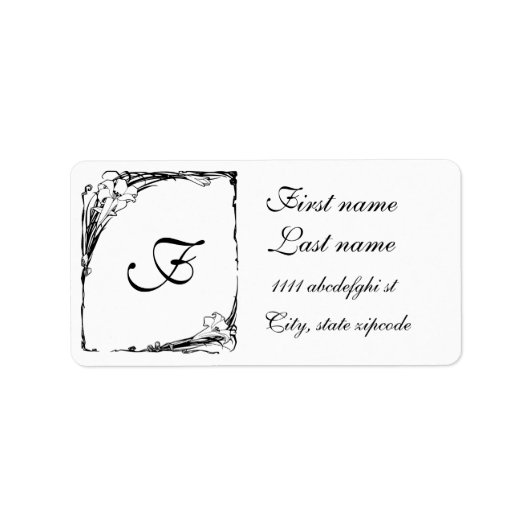 Art nouveau lelie adreslabel etiket (Voorkant)