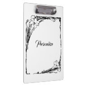 Art nouveau lelie bloemenzwart en wit klembord (Rechts)