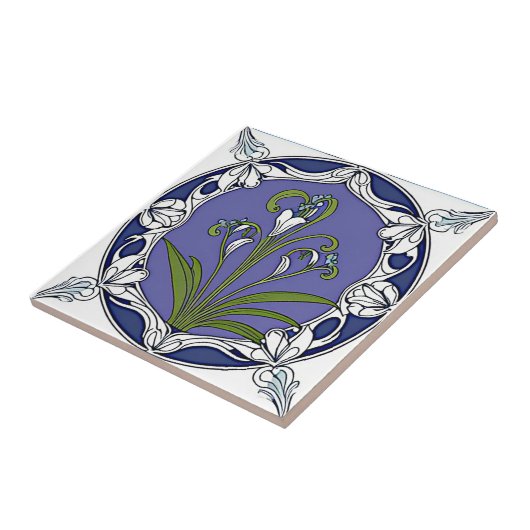 Art nouveau lelie bloempatroon tegeltje (Zijkant)