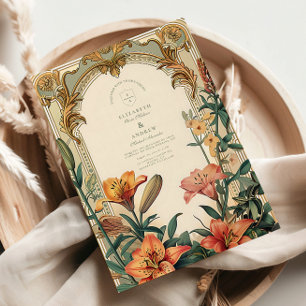 Art Nouveau Lelie Bruiloft – Bloemrijke Frame Ontw Kaart