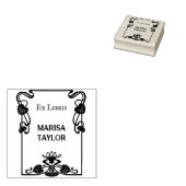 Art nouveau lelie frame ex libris rubberstempel (Gestempeld)