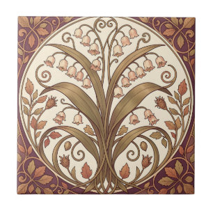 Art Nouveau Lelie van de Vallei Botanisch Tegeltje