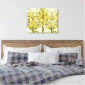 Art Nouveau leliepatroon van Alphonse Mucha in vin Canvas Afdruk (Insitu (Slaapkamer))