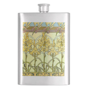 Art Nouveau leliepatroon van Alphonse Mucha in vin Flacon