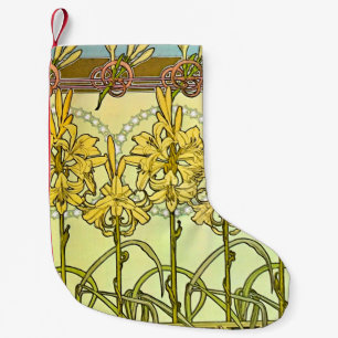 Art Nouveau leliepatroon van Alphonse Mucha in vin Kleine Kerstsok