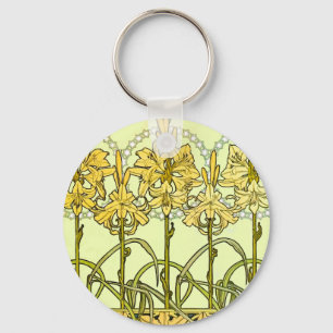 Art Nouveau leliepatroon van Alphonse Mucha in vin Sleutelhanger