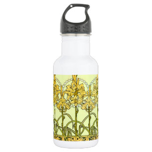 Art Nouveau leliepatroon van Alphonse Mucha in vin Waterfles