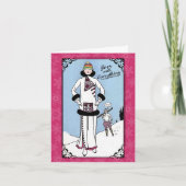 Art nouveau lelijk pet breien haakkerst feestdagen kaart (Voorkant)